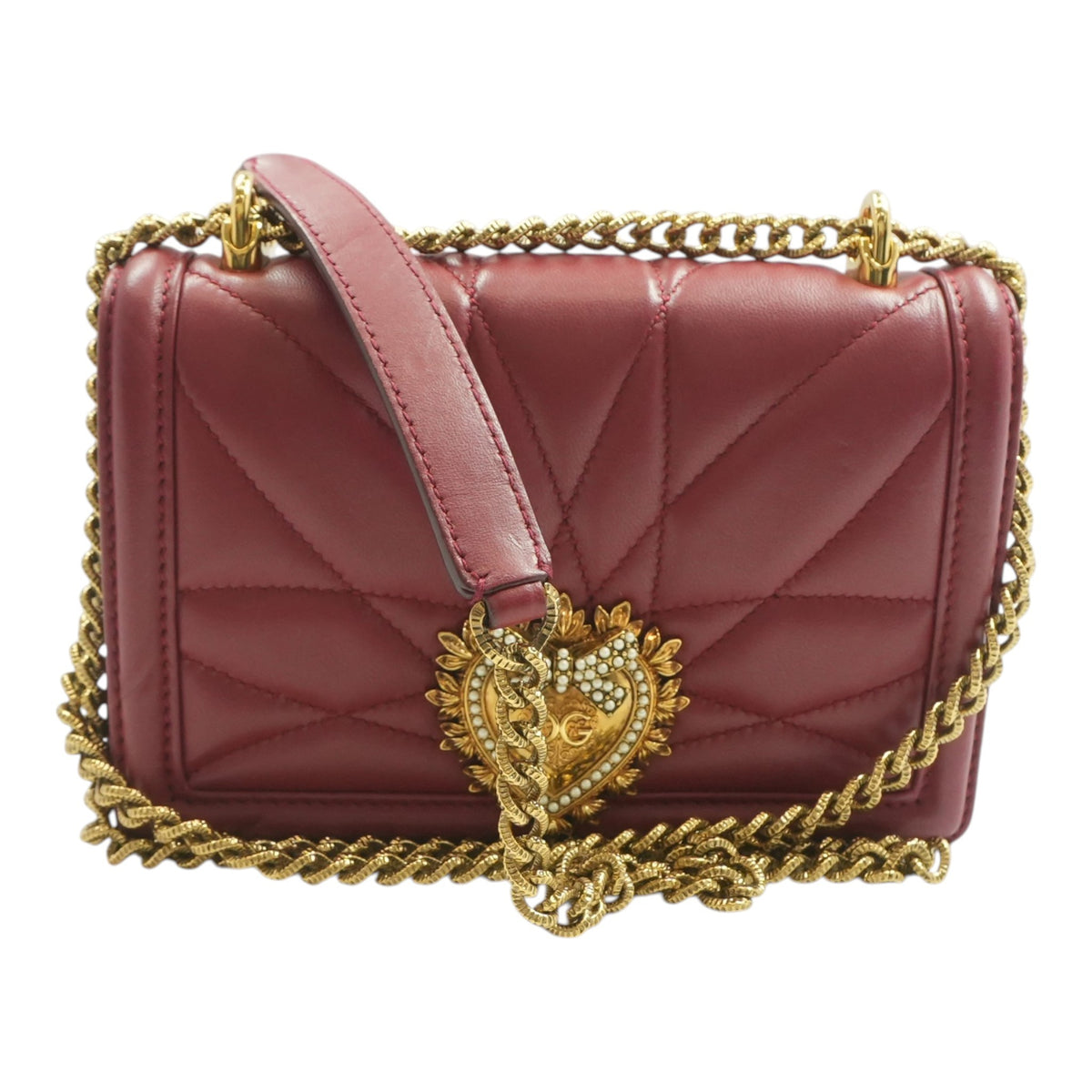 Red Small Devotion Bag in Quilted Nappa Leather