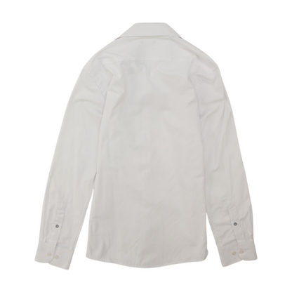 White Solid Long Sleeve Button Down