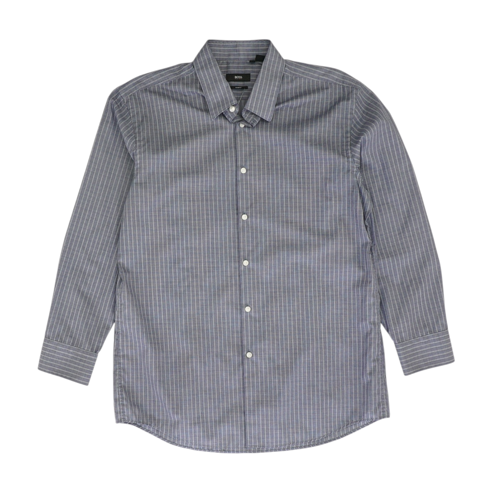 Navy Plaid Long Sleeve Button Down
