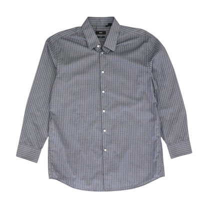 Navy Plaid Long Sleeve Button Down