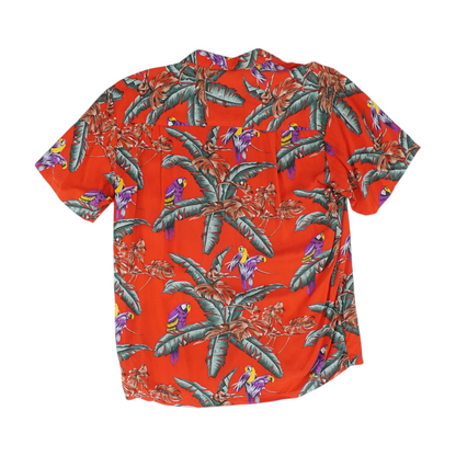 Red Tropical Short Sleeve Button Down