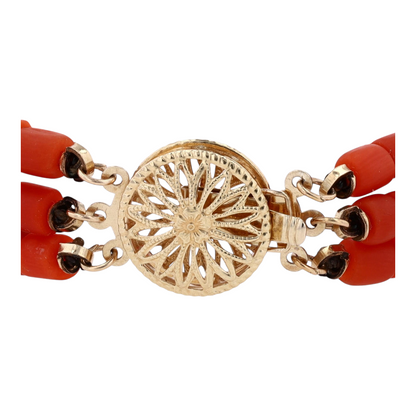 14K Yellow Gold Coral Beaded Bracelet