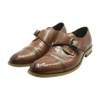 Tan Leather Monk Strap Dress Shoes