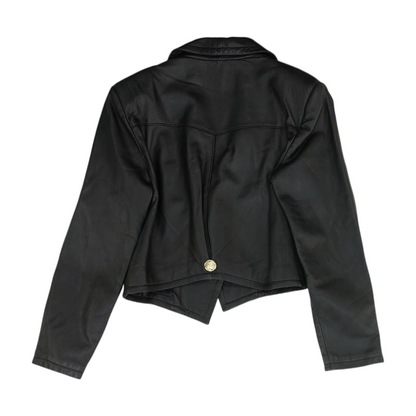 Black Solid Leather Jacket