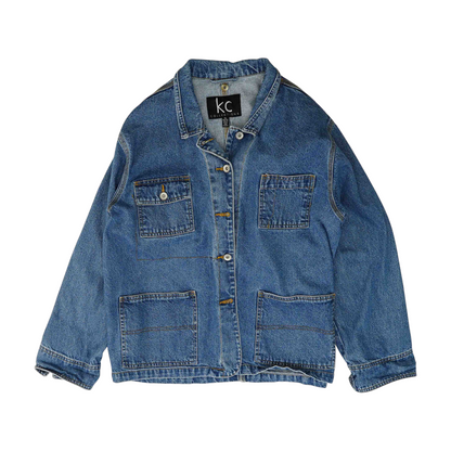 Blue Solid Denim Jacket