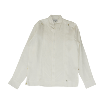 White Solid Long Sleeve Button Down