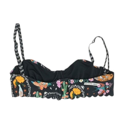 Black Floral Swim Top
