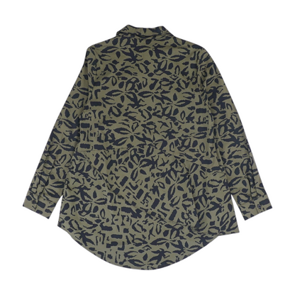 Olive Print Button Down