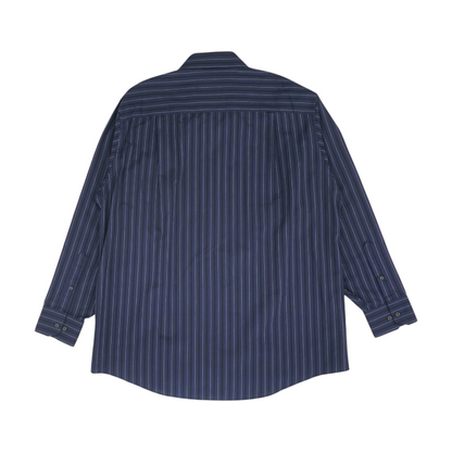 Navy Striped Long Sleeve Button Down