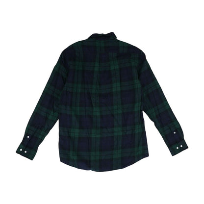 Green Plaid Long Sleeve Button Down