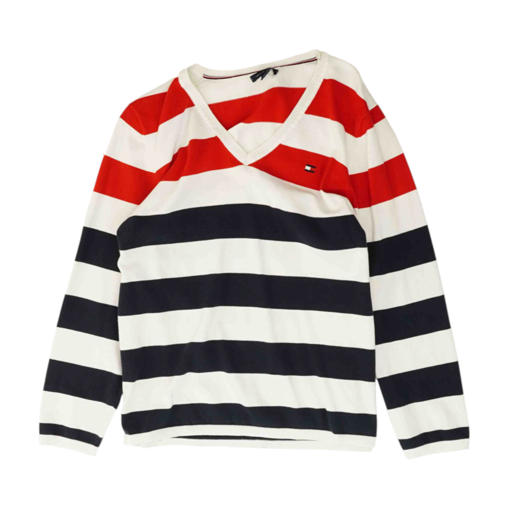 White Striped Pullover Sweater