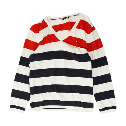 White Striped Pullover Sweater