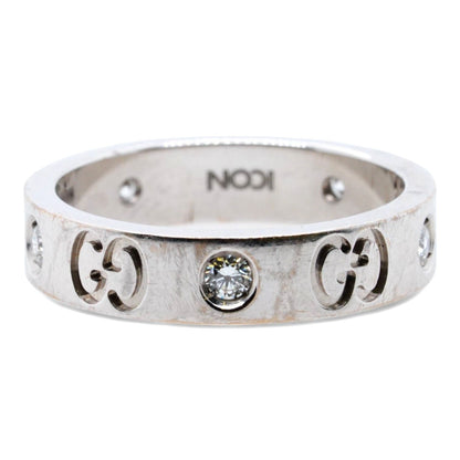 18K White Gold Icon Thin Diamond Logo Band