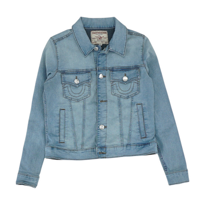 Blue Solid Denim Jacket