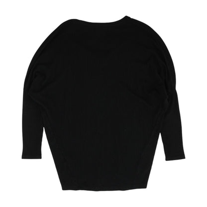 Black Solid V Neck Knit Top