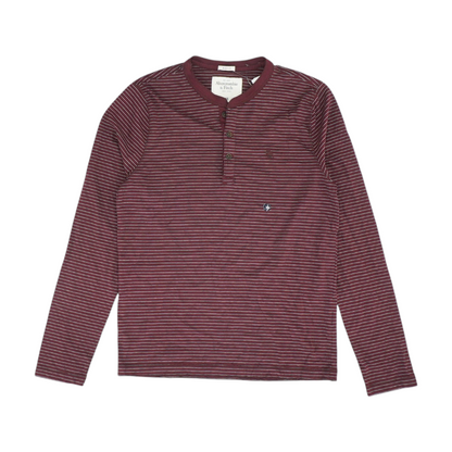 Maroon Striped Henley T-Shirt