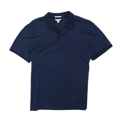 Navy Striped Short Sleeve Polo