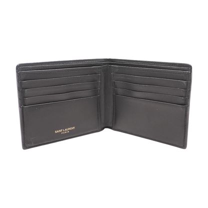Black West Wallet in Crocodile Embossed Matte Leather
