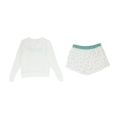 White Solid Pajama Set