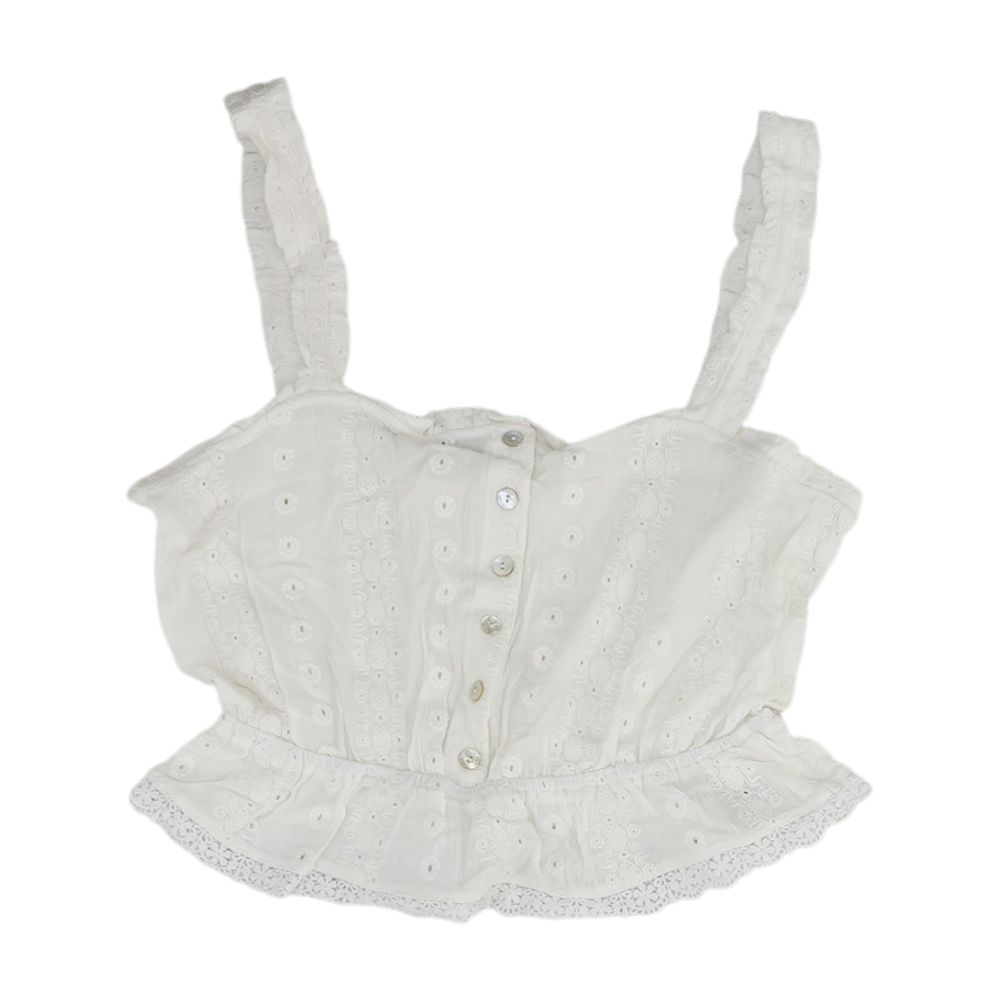 White Eyelet Knit Top