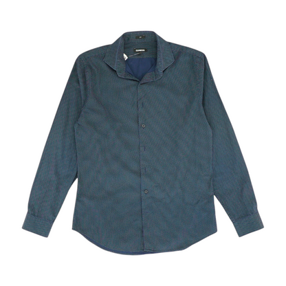 Navy Polka Dot Long Sleeve Button Down