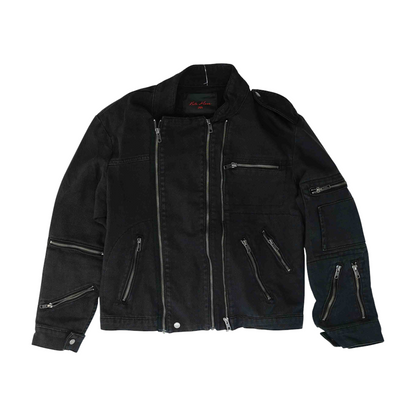 Black Solid Denim Jacket