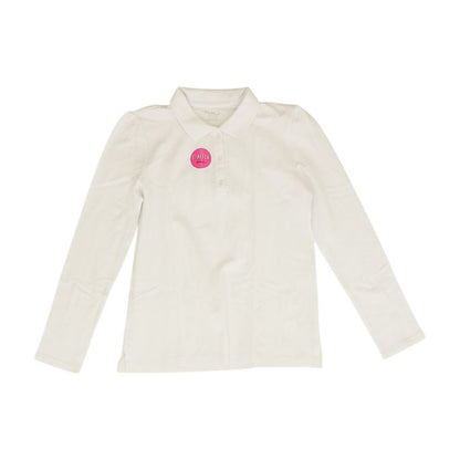 White Solid Polo Knit Top