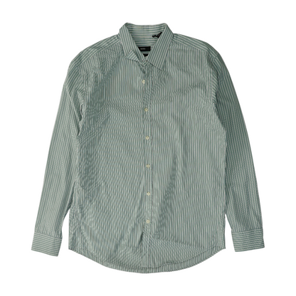 Green Striped Long Sleeve Button Down