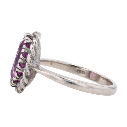10K White Gold Pink Stone Fashion Ring