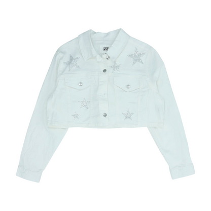White Solid Denim Jacket