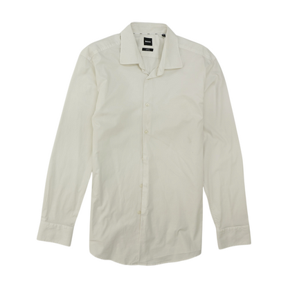 White Solid Long Sleeve Button Down