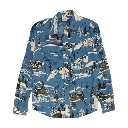 Blue Graphic Flannel Button Down