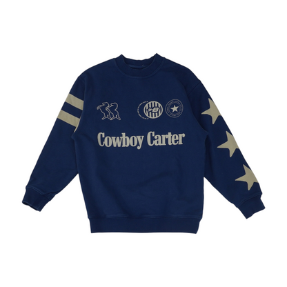 Blue Solid Sweatshirt Pullover