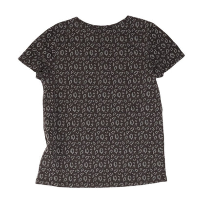 Gray Animal Print V Neck T-Shirt