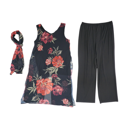 Black Floral Pant Set