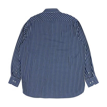 Navy Big & Tall Striped Long Sleeve Button Down