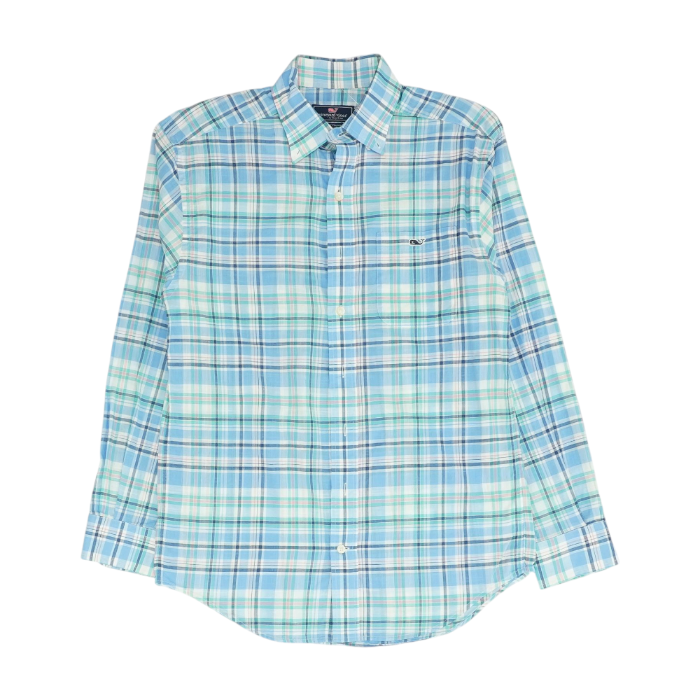 Blue Plaid Long Sleeve Button Down