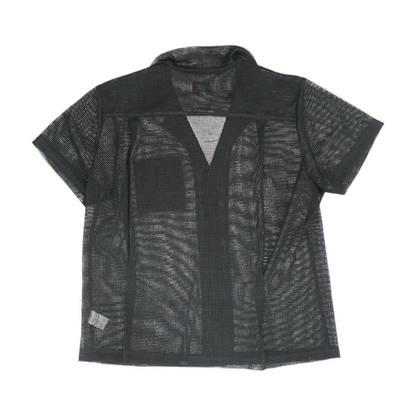 Black Solid Short Sleeve Button Down