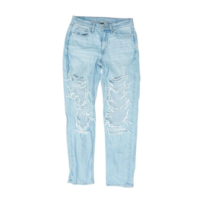 Blue Mid Rise Straight Leg Jeans