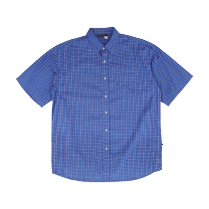 Blue Plaid Short Sleeve Button Down