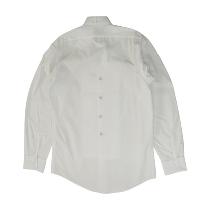 White Solid Tuxedo Button Down
