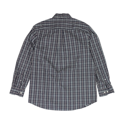 Navy Plaid Long Sleeve Button Down