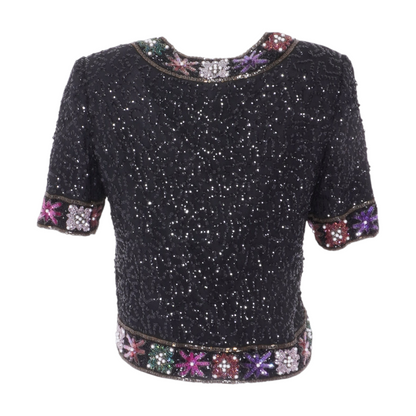 Vintage Embellished Short-Sleeve Cardigan