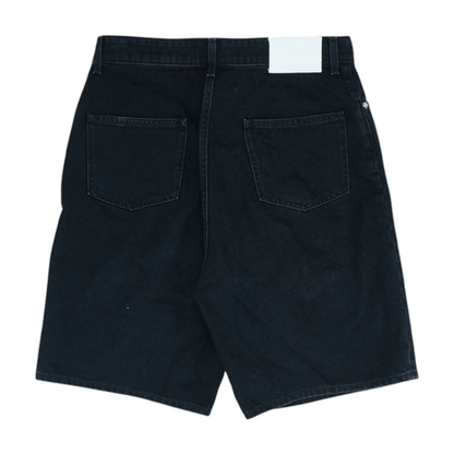 Black Solid Denim Shorts