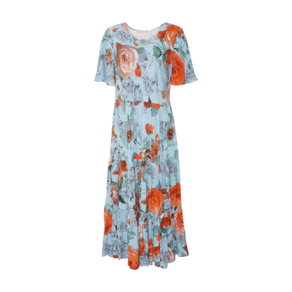 Blue Floral Midi Dress