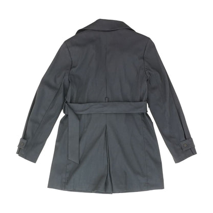 Black Solid Peacoat Coat