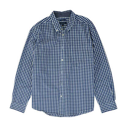 Navy Check Long Sleeve Button Down