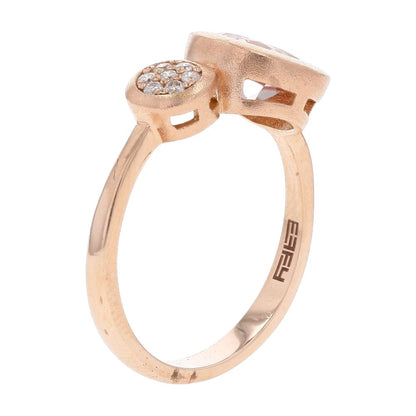1 Ct 14K Rose Gold Matte Bezel Set Morganite And Pave Diamond Cocktail Ring