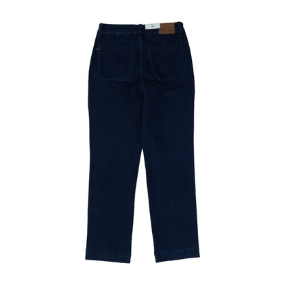 Blue High Rise Straight Leg Jeans