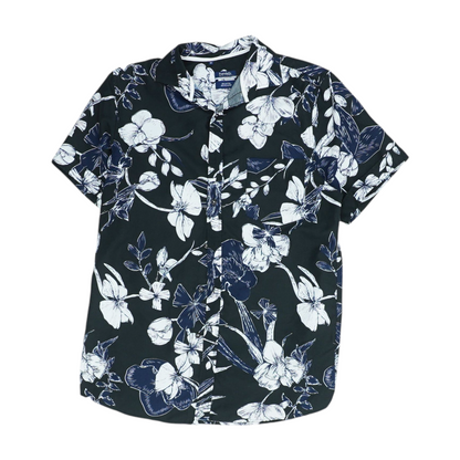 Black Floral Short Sleeve Button Down